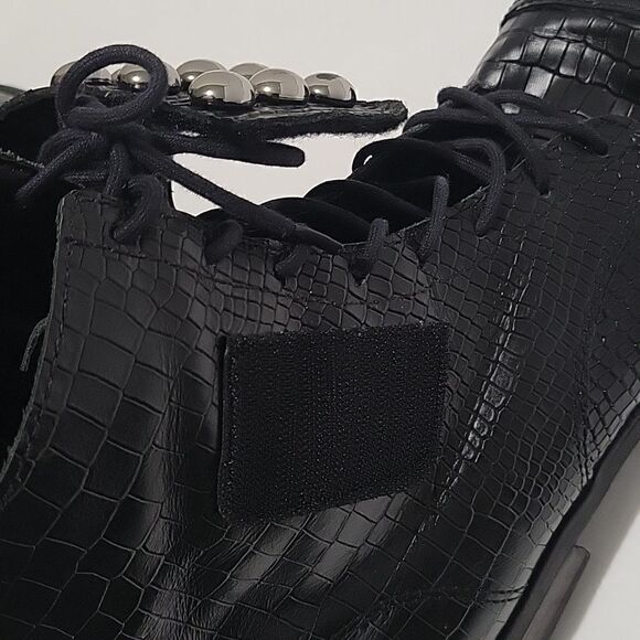 Schutz Croc Embossed Studded Lace Up Boots - Picture 14 of 16